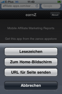 add to home screen button
